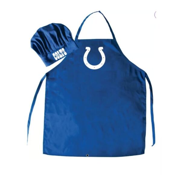 NFL Colts NWT BBQ Chef Apron Hat Set OSFA Football White Blue - Picture 1 of 3